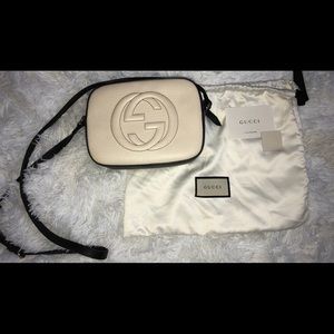 Black and white Soho leather disco bag